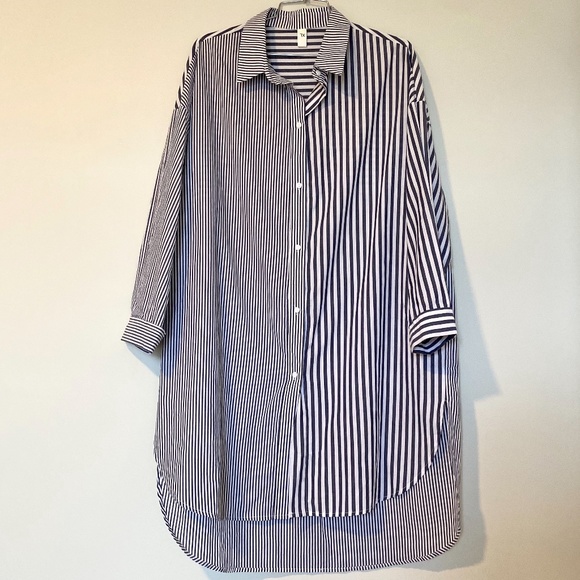 Striped Button Down Shirt - Blue and White - Picture 1 of 4